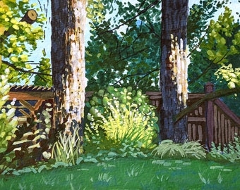 Morning Sun in the Garden | Gouache Landscape Art Print