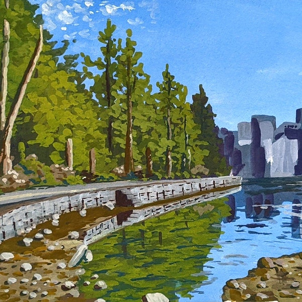 Vancouver Seawall | Gouache Landscape Art Print