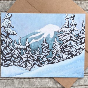 Cartão de arte paisagística Mount Washington, Ilha Vancouver | cartão de nota A6 em branco com envelope
