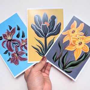 Cartes de voeux florales | lot de 3 cartes de vœux vierges avec enveloppes