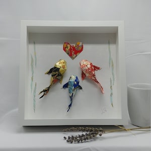 Décoration personnalisée de poissons koi / Origami dans un cadre / Décoration artistique en papier