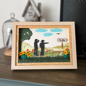 Personalize Japanese Washi Silhouette Art in Frame / Anniversary Gift / Birthday Gift / Paper Art / Home Décor