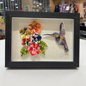 Cadre personnalisé en origami colibri / cadeau d'anniversaire / cadeau d'anniversaire / oeuvre d'art en origami / décoration d'intérieur