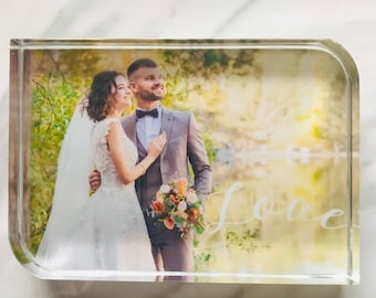 3d photo Crystal Photo Frame Corners and Curves Ornament, Clear photo crystal with Customized Photo, wedding gift