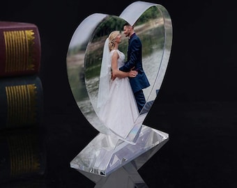 Personalized Heart Crystal Photo Frame, Graduation Gift, Desktop Decor