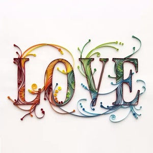 QB Souvenier Quilled Love Pattern with quilling paper