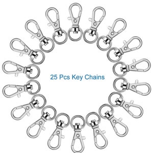 QB Souvenier 25 or 10 piece Keychain Lobster Clasp Keychain, Metal Lanyard Clip - Key Ring Clasp - Jump Ring ,Silver Swivel Lobster Clasps