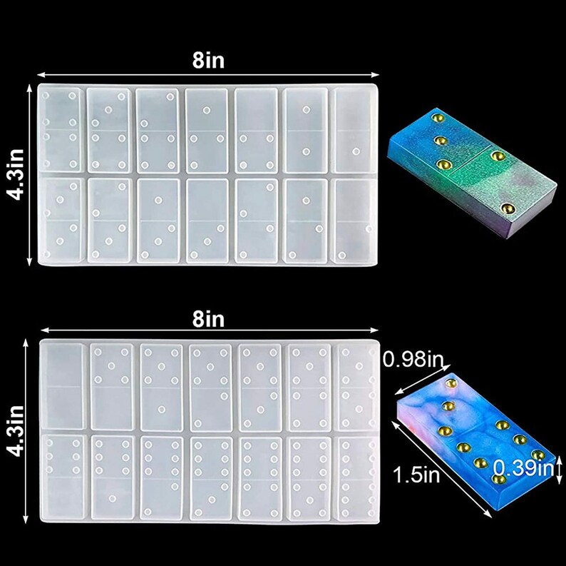 Set of 2 Resin Molds to Make Dominos Set Dominos Casting Mold Etsy