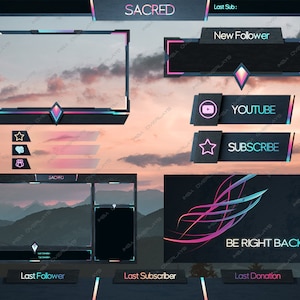 Sacred Aero - Animated Twitch Package ( Screens, webcam, panels, alerts )