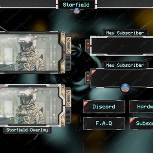 Starfield - Animated Twitch Package ( Screens, webcam, panels, alerts )