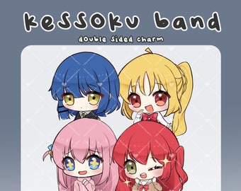 Bocchi the Rock! BTR Kessoku Band members Gotou Hitori Kita Ikuyo Ijichi Nijika Yamada Ryo Chibi Double-sided Acrylic Charm Keychain