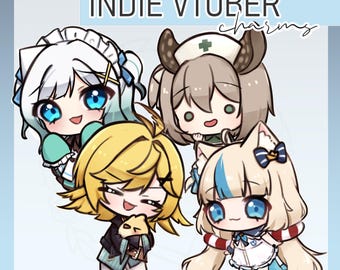 Indie Vtuber Streamer Nimi Nightmare Mint Fantome Dokibird Chibi Double-sided Acrylic Charm Keychain