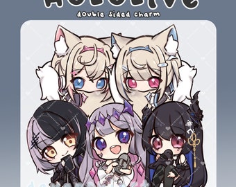 HOLOLIVE Vtuber HoloAdvent Nerissa Ravencroft Koseki Bijou Shiori Novella Fuwawa Mococo Abyssgard Chibi Double-sided Acrylic Charm Keychain