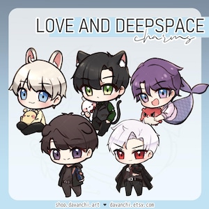 Love and Deepspace LADS Charms Zayne Sylus Xavier Rafayel Caleb Chibi Double-sided Acrylic Otome Game LDS Charm Keychain