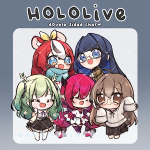 HOLOLIVE Vtuber Holo Council Holo Promise Ouro Kronii Ceres Fauna Nanashi Mumei Hakos Baelz Chibi Double-sided Acrylic Charm Keychain
