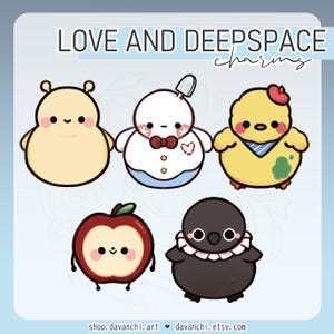 Love and Deepspace LADS Mini Charms Zayne Sylus Xavier Rafayel Caleb Chibi Double-sided Alien  Apple Bird Crow Snowman Phone Charm Keychain