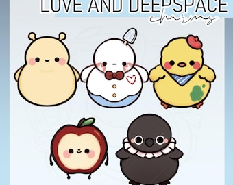 Love and Deepspace LADS Mini Charms Zayne Sylus Xavier Rafayel Caleb Chibi Double-sided Alien  Apple Bird Crow Snowman Phone Charm Keychain