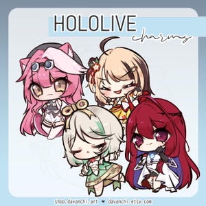 HOLOLIVE Vtuber HoloJustice Elizabeth Rose Bloodflame Raora Panthera Cecelia Immergreen Chibi Doppelseitiger Acrylanhänger Schlüsselanhänger