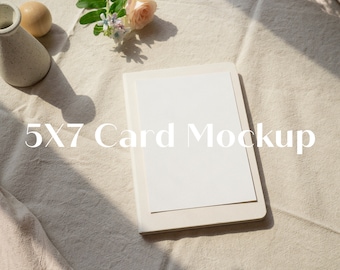 5X7 kaartmodel, mockup voor bruiloftsbriefpapier, uitnodigingsmodel, gestileerd printmodel, slim object inbegrepen