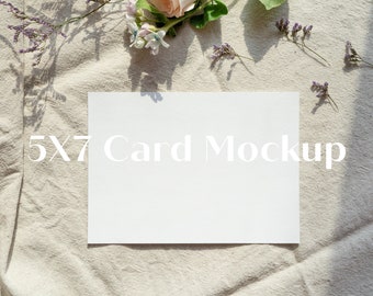5X7 Card Horizontal Mockup Wedding Stationery Mockup Print Mockup Branding Mock up