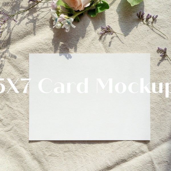 5X7 Card Horizontal Mockup Wedding Stationery Mockup Print Mockup Branding Mock up