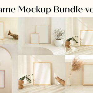 Frame Mockup Bundle, Boho Wall Art Mock up Set, Photoshop Smart Object, Digital Download