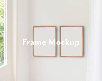 Wood Frame Mockup Set of 2 Styled Frame Mockup Wall Art Mockup Vertical Set Poster Mockup