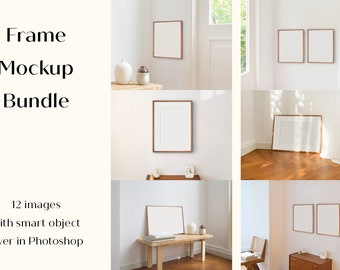 Rahmen Mockup Bundle PSD Styled Holzrahmen Mockup Landschaft (Horizontal) und Vertikal