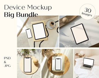 Mockup voor digitaal apparaat Grote bundel iPhone, iPad Pro, Macbook Laptop Mockup SET