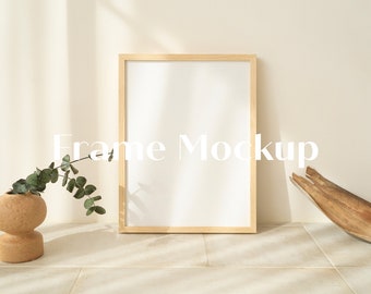 Bright Boho Styled Frame Mockup with Shadow Artwork, Wall Art, Poster, Wedding sign mockup
