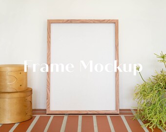 Houten frame mockup, slim object Photoshop PSD-bestand, interieur mock-up