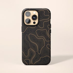 Black Topographic Phone Case | Map iPhone 14 Case | Abstract iPhone 13 Case | iPhone 12 Case | iPhone 11 Case | Galaxy S22 Case