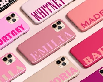 Pink Personalized Phone Case, Custom Name iPhone 13 Case, Customized iPhone 12 Case, Monogram iPhone 11 Case, iPhone XS, XR, X Case