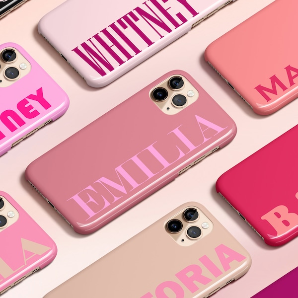 Pink Personalized Phone Case, Custom Name iPhone 13 Case, Customized iPhone 12 Case, Monogram iPhone 11 Case, iPhone XS, XR, X Case