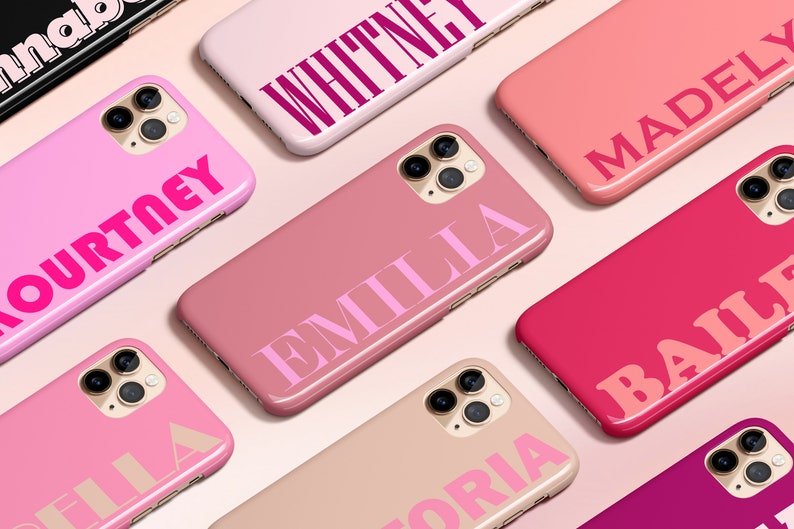 Pink Personalized Phone Case, Custom Name iPhone 13 Case, Customized iPhone 12 Case, Monogram iPhone 11 Case, iPhone XS, XR, X Case image 1