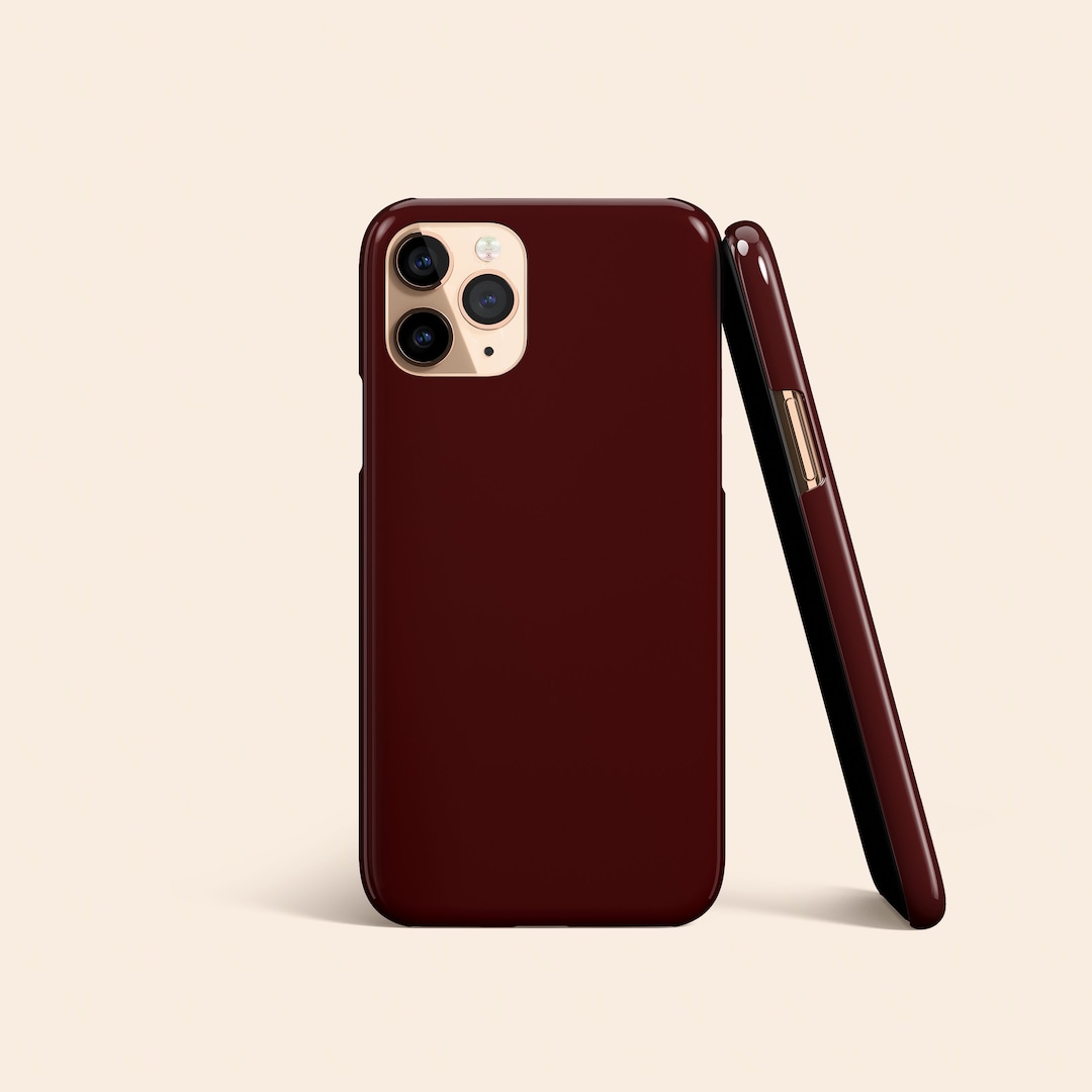 Dark Burgundy Phone Case, Solid Color iPhone 15 Tough Case, Minimal