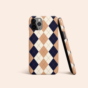 Funda de rombos / Funda elegante para iPhone 14 / Funda marrón para iPhone 13 / Funda para iPhone 12 / Funda para iPhone 11 / Funda para Galaxy S22 / Funda para Pixel 6