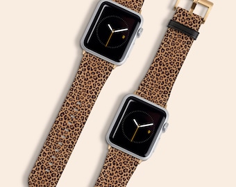 Leopard Print Watch Bands, Animal Print Watch Straps, Vegan Faux Leather Watch Straps, For Apple Watch Series 1, 2, 3, 4, 5, 6, 7, SE