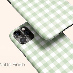 Green Gingham Phone Case, Checkered iPhone 13 Case, Green Plaid iPhone 12 Case, iPhone 11 Case, iPhone XR Case, Galaxy Phone Case, pixel image 4