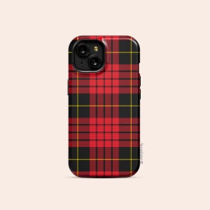 Red Tartan Plaid Phone Case, Classic Scottish Check Pattern, Preppy Design Style, Protective Cover for iPhone, Galaxy and Pixel image 2