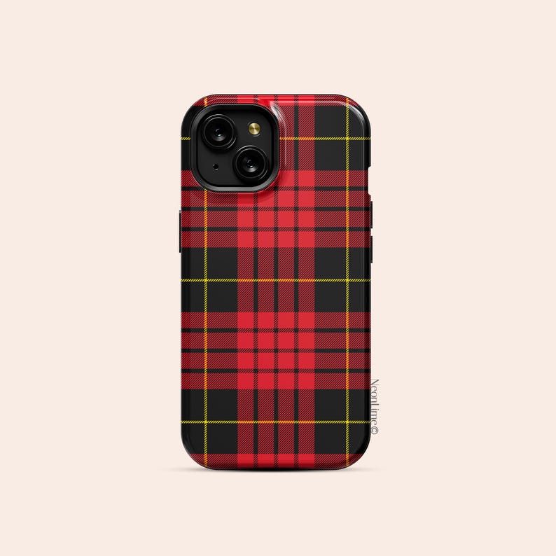 Red Tartan Plaid Phone Case, Classic Scottish Check Pattern, Preppy Design Style, Protective Cover for iPhone, Galaxy and Pixel image 2
