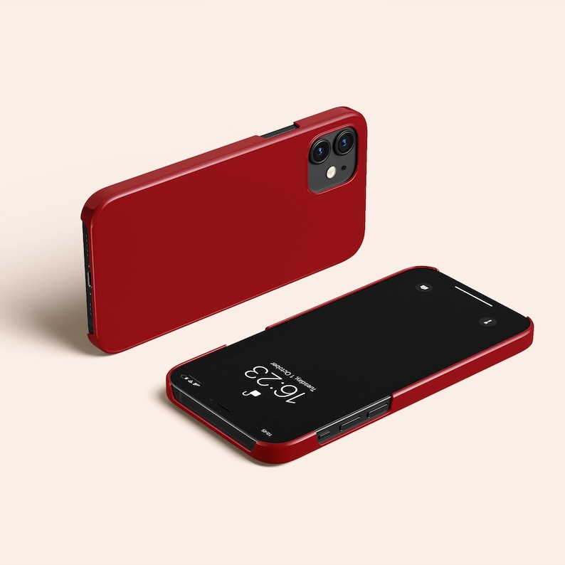 Cherry Red Phone Case, Deep Rich Solid Colored Design, Minimalistic Protective Hard Cover image 7