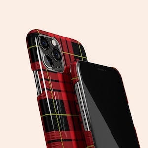 Red Tartan Plaid Phone Case, Classic Scottish Check Pattern, Preppy Design Style, Protective Cover for iPhone, Galaxy and Pixel image 4