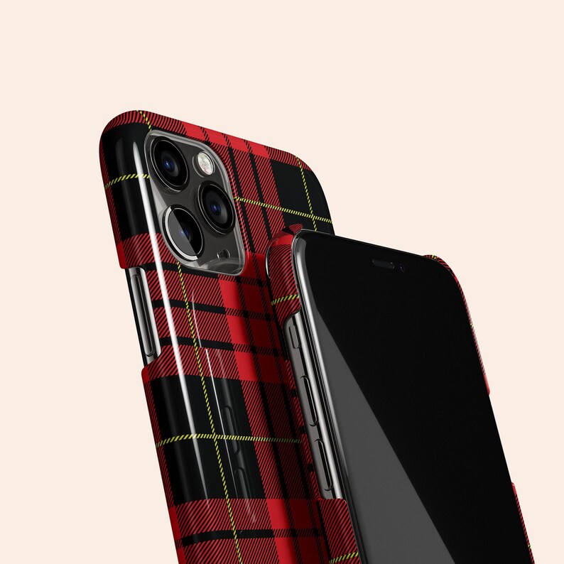 Red Tartan Plaid Phone Case, Classic Scottish Check Pattern, Preppy Design Style, Protective Cover for iPhone, Galaxy and Pixel image 4