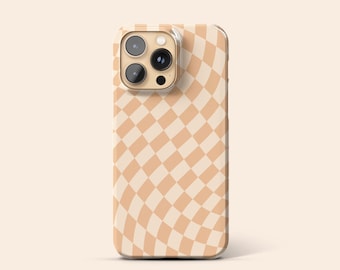 Wavy Checkered Phone Case, Beige Check iPhone 14 Case, Fall iPhone 13 Case, Retro iPhone 12 Case, Autumn iPhone 11 Protective Tough Case