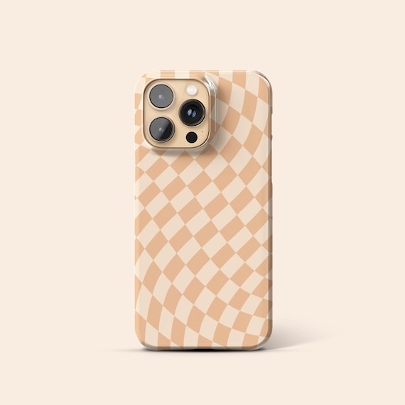 Wavy Checkered Phone Case, Beige Check iPhone 14 Case, Fall iPhone 13 Case, Retro iPhone 12 Case, Autumn iPhone 11 Protective Tough Case