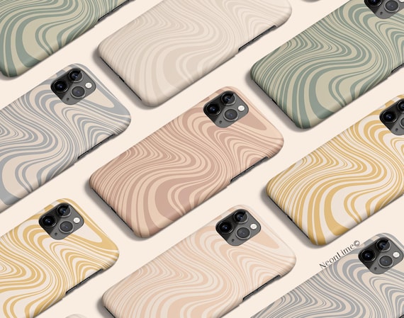 Wavy Swirl Phone Case, Retro iPhone 16 Case, Marble iPhone 15 Case, Abstract iPhone 14 Case, Neutral iPhone 13 Case, Protective Cover