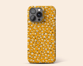 Mustard Yellow Floral iPhone 14 Case iPhone 13 Pro Case Tiny White Flowers iPhone 12 Case Botanical iPhone 11 Case Galaxy S23 Case