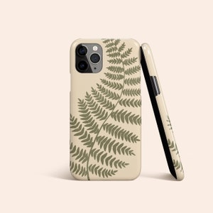 Fern Leaf Botanical Phone Case, Khaki Beige iPhone 13 Case, iPhone 12 Case, iPhone 11 Pro Max Case, iPhone XR XS Max Case, Galaxy S22 Case