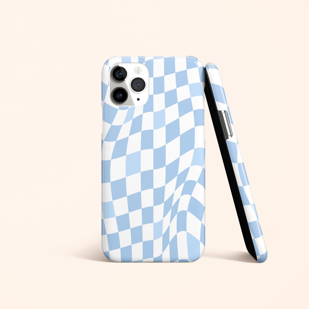 【EENK】Phone Case Liney Blue Check Phone Case Liney Blue Check : EENK